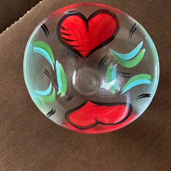 Kosta Boda Handcrafted Red Heart Glass Bowl (small) - Picture 2 of 3